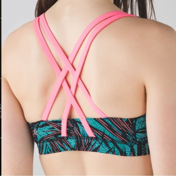 Lululemon Energy Bra Mini Palm Lace Tofino Teal Multi / Flash Light - Size 6 - Picture 11 of 11